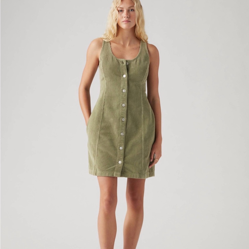 Levi's Olive Green Corduroy Button-Down Dress